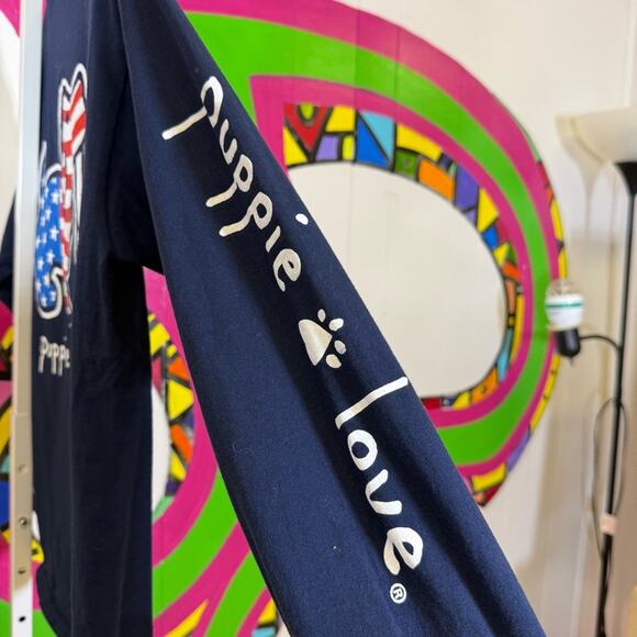 Gildan, Puppie Love Rescue, Blue Long Sleeve Tee Classic Crew Neck. Size Large. - Picture 3 of 6